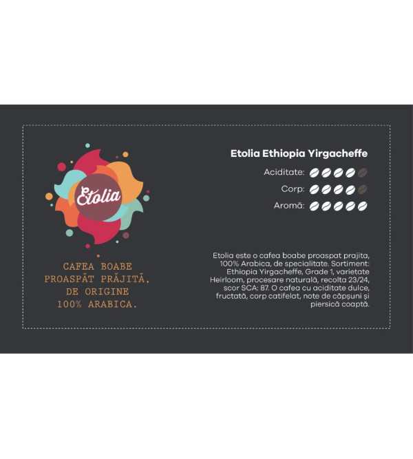 CAFEA BOABE ETOLIA ETHIOPIA YIRGACHEFFE, 1Kg