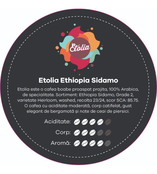 CAFEA BOABE ETOLIA ETHIOPIA SIDAMO, 250g